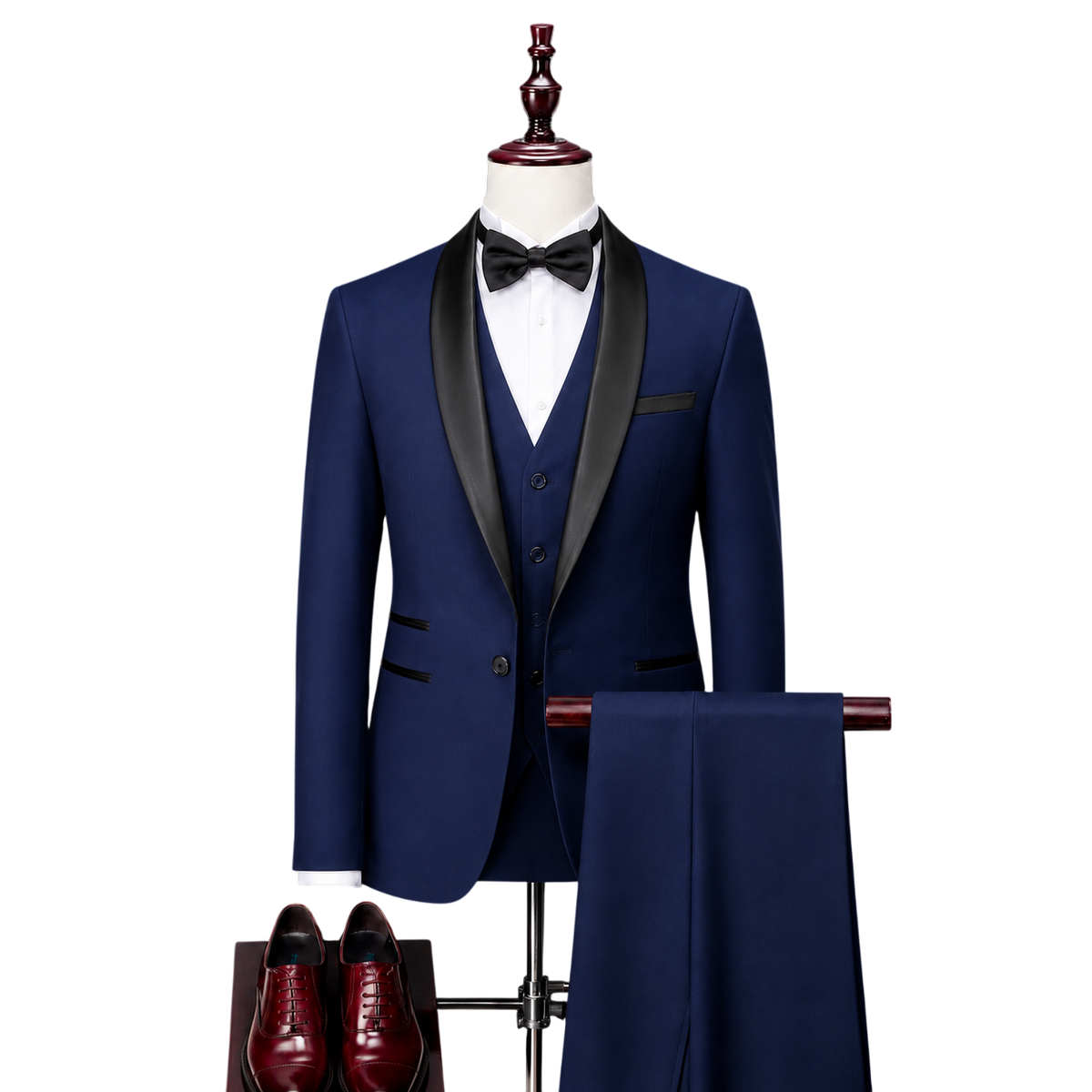 Arthur Navy Blue Three-Piece Tuxedo Suit